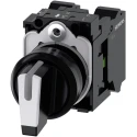 Siemens Selector Switch Short Black Handle SPDT 3 Positions Illuminated 22 mm Cutout Diameter 3SU1100-2BL60-3NA0