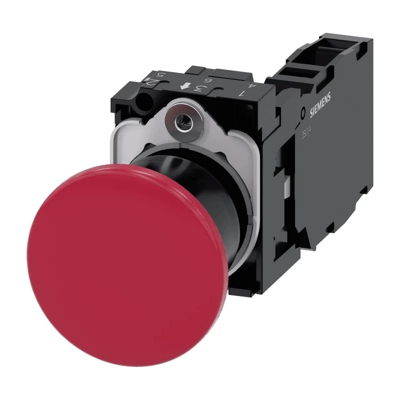 Siemens SIRIUS ACT 3SU11 Series Push Button Switch, Latching, Plate Mount, 22 mm Cutout, SPST, 500 V dc/ac 3SU1100-1BA20-1FA0