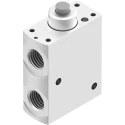 Festo Plunger Pneumatic Manual Control Valve, Series VMEF, G 1/4 Port, 3/2 Valve Function, Aluminium Alloy VMEF-ST-M32-M-G14