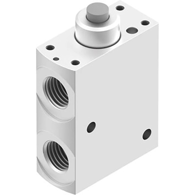 Festo Plunger Pneumatic Manual Control Valve, Series VMEF, G 1/4 Port, 3/2 Valve Function, Aluminium Alloy VMEF-ST-M32-M-G14