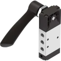 Festo Lever Pneumatic Manual Control Valve, G 1/8 Thread, Aluminium Alloy Body, 5/3 Function, 10 bar Max VHEF-HS-P53C-M-G18