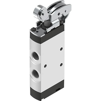 Festo Roller Lever Pneumatic Manual Control Valve VMEF Series G 1/4, Aluminium Alloy Body, 10 bar Pressure VMEF-R-M52-M-G14