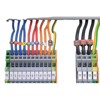 HellermannTyton Snap-On Pre-Printed Cable Marker 0-9, Polyamide, Multicolour, 0.8 mm to 2.2 mm Cable Diameter, 561-00100 WIC0