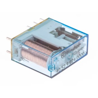 Finder PCB Power Relay 24V DC Coil Voltage 8A Switching Current DPDT Contact Configuration Model 40.52.9.024.0000