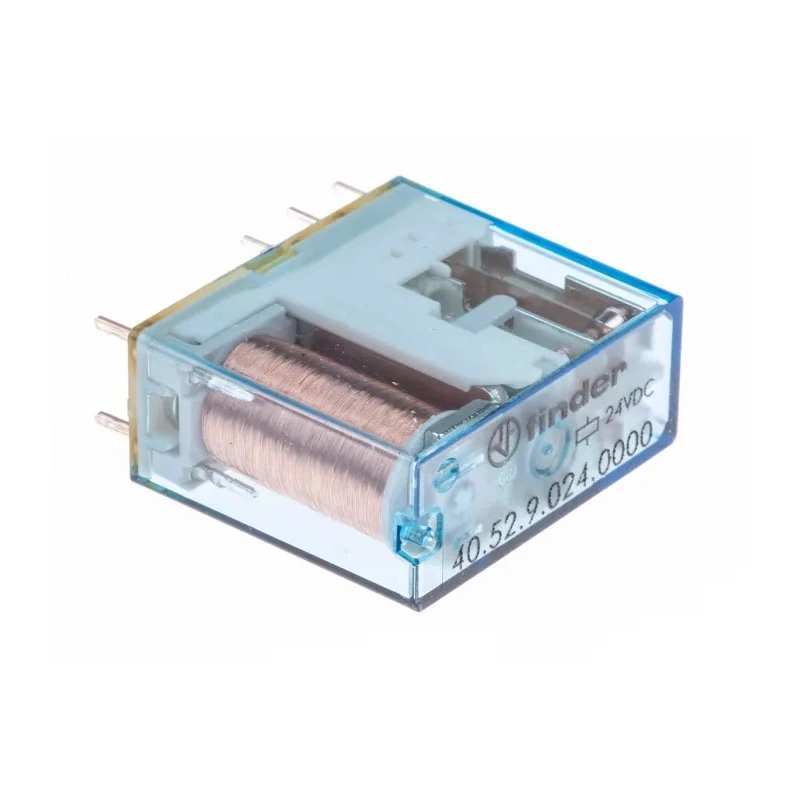 Finder PCB Power Relay 24V DC Coil Voltage 8A Switching Current DPDT Contact Configuration Model 40.52.9.024.0000
