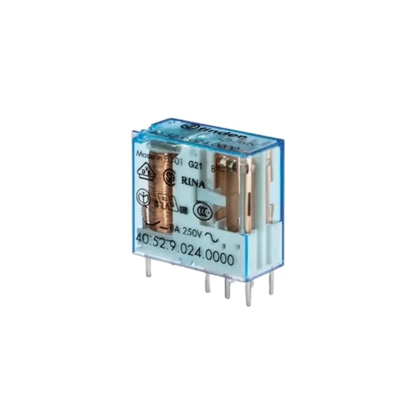Finder PCB Power Relay 24V DC Coil Voltage 8A Switching Current DPDT Contact Configuration Model 40.52.9.024.0000