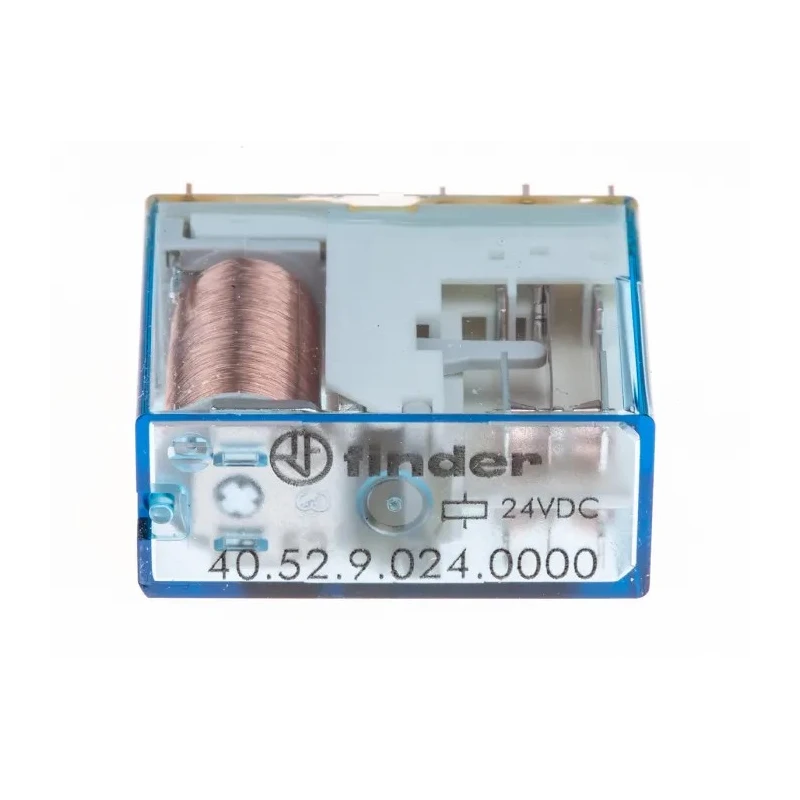 Finder PCB Power Relay 24V DC Coil Voltage 8A Switching Current DPDT Contact Configuration Model 40.52.9.024.0000