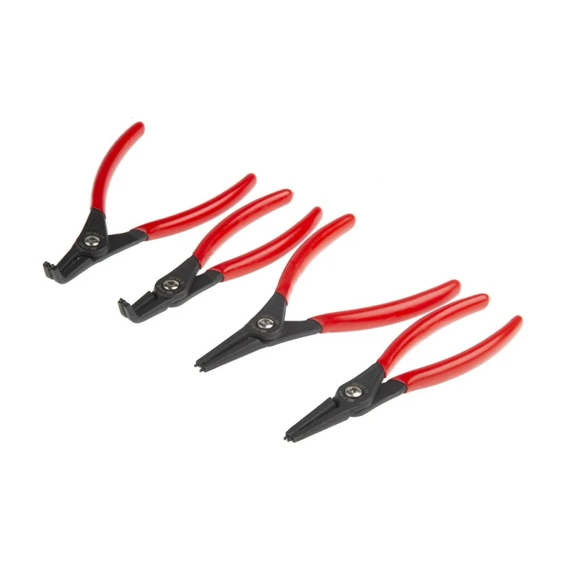 RS PRO 4-Piece Circlip Plier Set Chrome Vanadium Steel, Spring Steel Tips, PVC Handles 182-9982