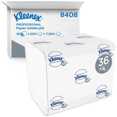 KLEENEX 36 Rolls of 7200 Sheets Large Format 2-Ply Toilet Roll 8408
