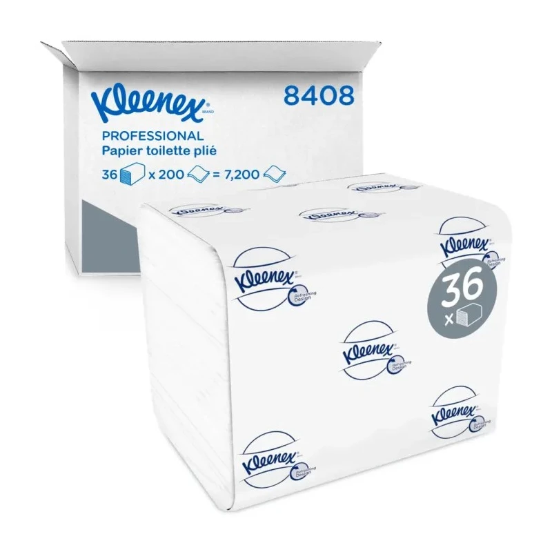 KLEENEX 36 Rolls of 7200 Sheets Large Format 2-Ply Toilet Roll 8408