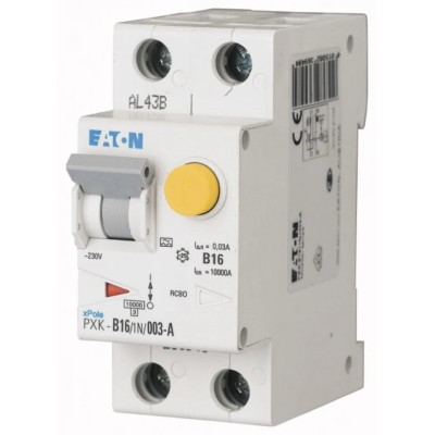 Eaton Residual Current Circuit Breaker with Overload Protection 16A Current Rating 1-Pole 30 mA Trip 236948 PXK-B16/1N/003-A