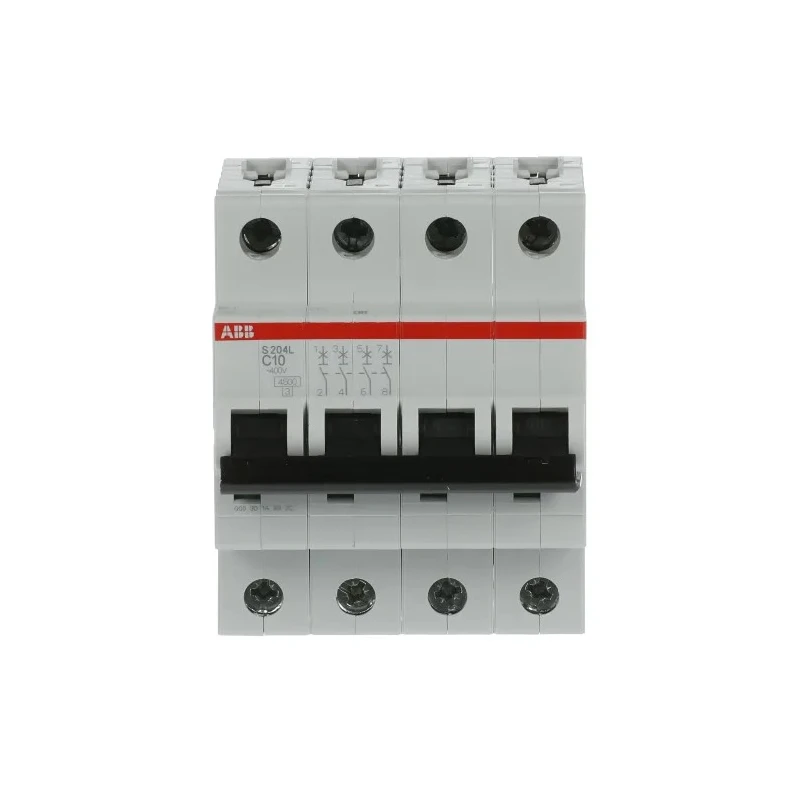 ABB System Pro M Compact Miniature Circuit Breaker, 4-Pole, 10A, Type C, 400V AC, 6 kA Breaking Capacity 2CDS244701R0104