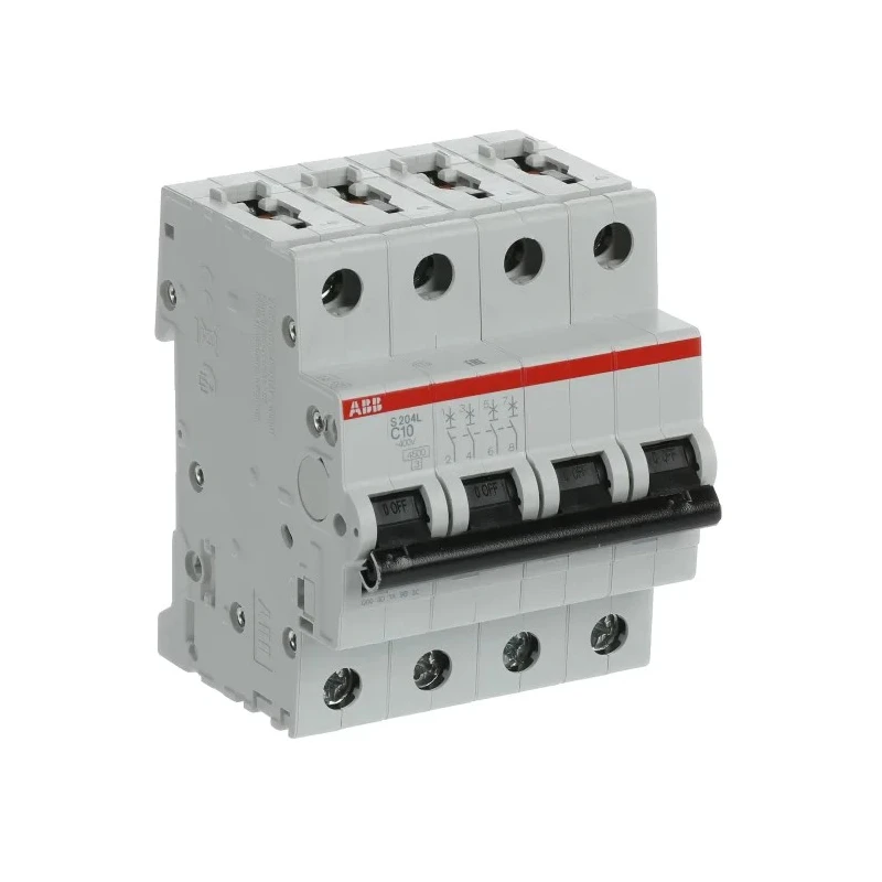 ABB System Pro M Compact Miniature Circuit Breaker, 4-Pole, 10A, Type C, 400V AC, 6 kA Breaking Capacity 2CDS244701R0104