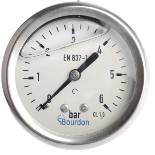 Bourdon Stainless Steel Case 63 mm Dial Size G 1/4 Pressure Gauge 6 Bar MIT3-F22.B20