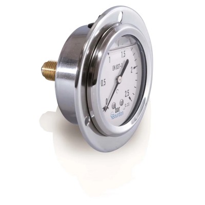 Bourdon 63 mm Front Flange Back Entry Stainless Steel Pressure Gauge, 160 bar MIT3-B22.B33