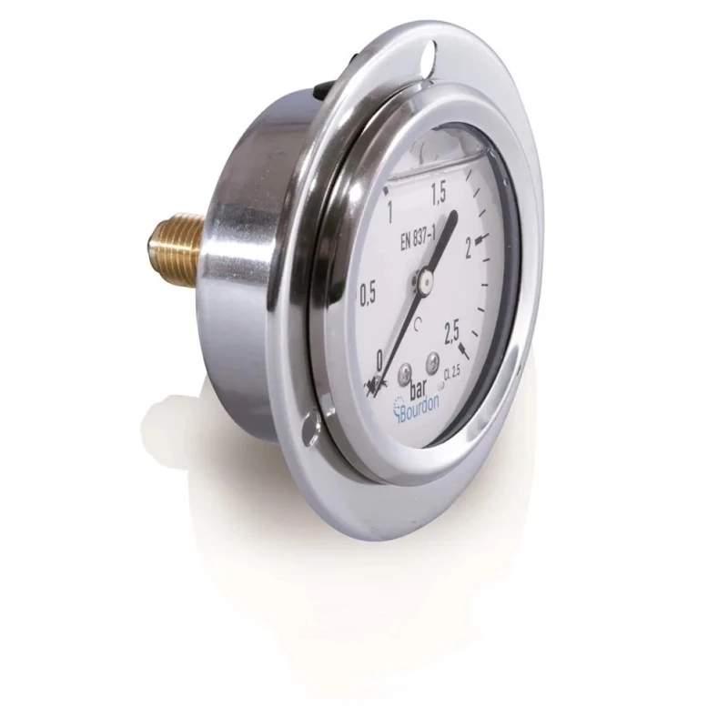 Bourdon 63 mm Front Flange Back Entry Stainless Steel Pressure Gauge, 160 bar MIT3-B22.B33