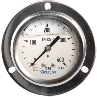 Bourdon Stainless Steel 63 mm Front Flange Pressure Gauge G 1/4 Connection 400 bar MIT3-B22.B38
