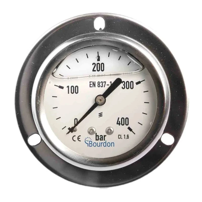 Bourdon Stainless Steel 63 mm Front Flange Pressure Gauge G 1/4 Connection 400 bar MIT3-B22.B38