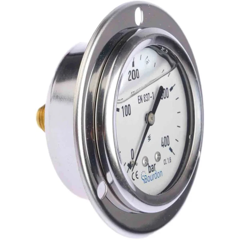 Bourdon Stainless Steel 63 mm Front Flange Pressure Gauge G 1/4 Connection 400 bar MIT3-B22.B38