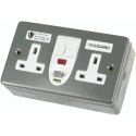 Timeguard 13A Passive 1 RCD Socket Steel Surface Switched 230V ac BS7288 & BS1363-2 RCD08MPVN