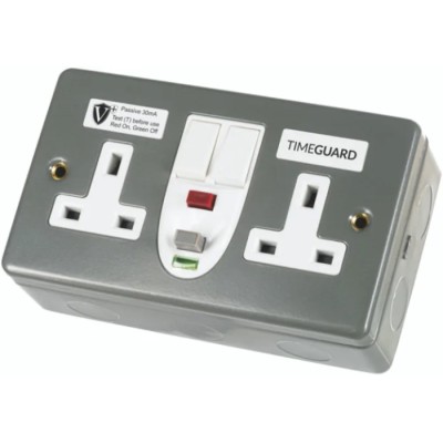 Timeguard 13A Passive 1 RCD Socket Steel Surface Switched 230V ac BS7288 & BS1363-2 RCD08MPVN