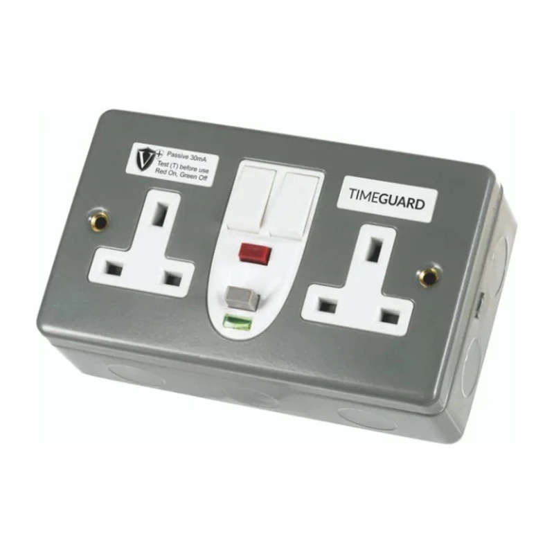 Timeguard 13A Passive 1 RCD Socket Steel Surface Switched 230V ac BS7288 & BS1363-2 RCD08MPVN
