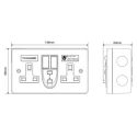Timeguard 13A Passive 1 RCD Socket Steel Surface Switched 230V ac BS7288 & BS1363-2 RCD08MPVN