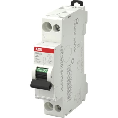 ABB Miniature Circuit Breaker 1-Pole 25A Type C 230V AC 4.5 kA Breaking Capacity SN201