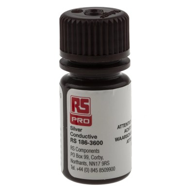 RS PRO Silver Acrylic Resin Conductive Lacquer for PCB High Temperature 20 g Bottle 186-3600
