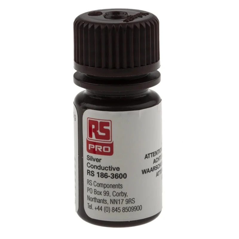 RS PRO Silver Acrylic Resin Conductive Lacquer for PCB High Temperature 20 g Bottle 186-3600