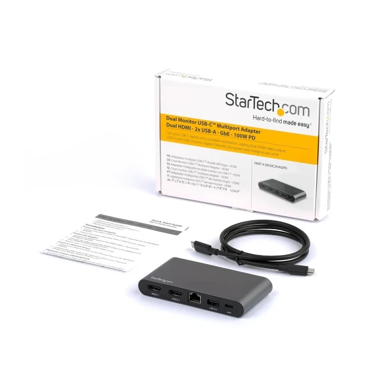 StarTech.com USB C Docking Station with USB 3.0, 2 HDMI Ports, 4096 x 2160 Pixel Resolution, Thunderbolt 3 DK30C2HAGPD