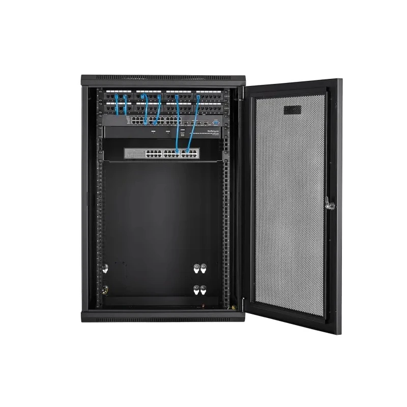 StarTech.com Black 18U Aluminium Server Rack with Swing Frame, 1 mm Height, 48 mm Width RK1820WALHM
