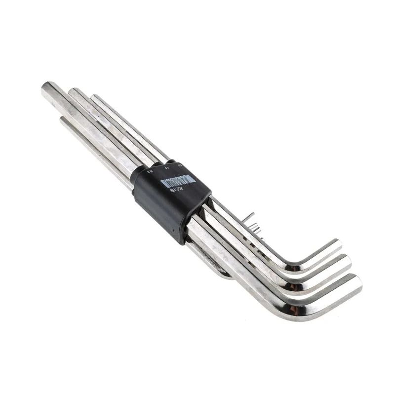 Wiha 9 Piece L Metric Hex Key Set, Hex Size 1.5 to 10 mm, Chrome Vanadium Steel, Chrome Finish 01222