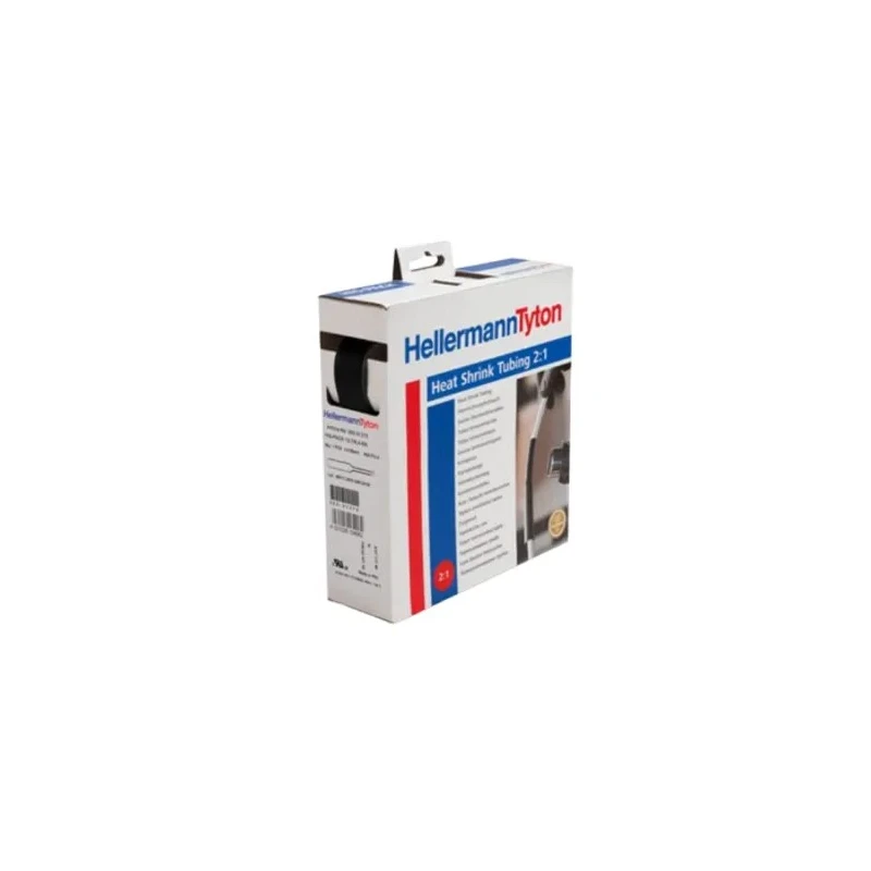 HellermannTyton Heat Shrink Tubing Black 9.5 mm Sleeve Diameter x 5 m Length 2:1 Ratio 300-30950 HIS-PACK-9.5/4.7-PO-X-BK