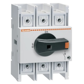 Lovato Electric 3-Pole DIN Rail Isolator Switch 3 Poles 160A IP20, 45 kW 