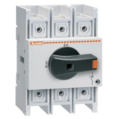 Lovato Electric 3-Pole DIN Rail Isolator Switch 3 Poles 160A IP20, 45 kW 