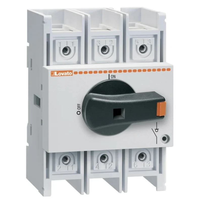 Lovato Electric 3-Pole DIN Rail Isolator Switch 3 Poles 160A IP20, 45 kW 