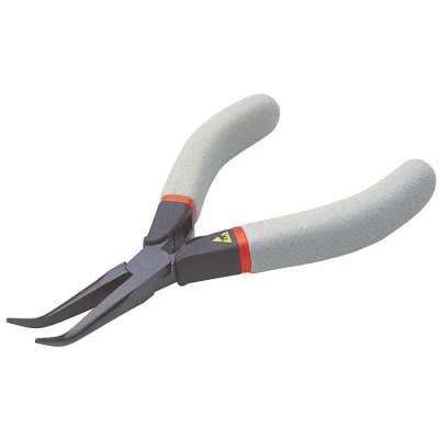 Facom ESD Safe 1-Piece Round Nose Plier, Steel, 135mm Overall Length, 35mm Half-Round Angled Jaw, Comfort Grip Handle 433.LE