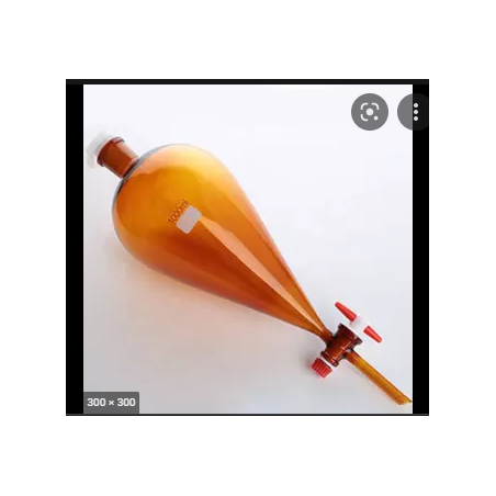 amber-colour-separating-funnels-with-ptfe-key-stopcock-interchangeable-stopper-conical-pear-shape-plain-stem-8745