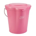 Vikan 12L Plastic Pink Bucket Lid 56871, 365mm Length x 310mm Width x 40mm Height, Clip Secured Spill-Resistant Lid 56871