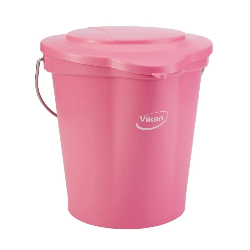 Vikan 12L Plastic Pink Bucket Lid 56871, 365mm Length x 310mm Width x 40mm Height, Clip Secured Spill-Resistant Lid 56871