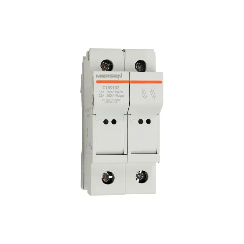 Mersen 32A Rail Mount Fuse Holder 2-Pole for 10 x 38 mm Fuse, 1 kV AC/DC, 690V AC D1062718 / CUS102