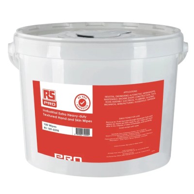 RS PRO Heavy Duty Wet Hand Cleaning Wipes Bucket of 100, White, Single Use 189-0298