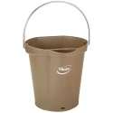 Vikan 6L Plastic Brown Round Bucket with Handle, Drip-Free Spout, Stainless Steel Hanger 568866