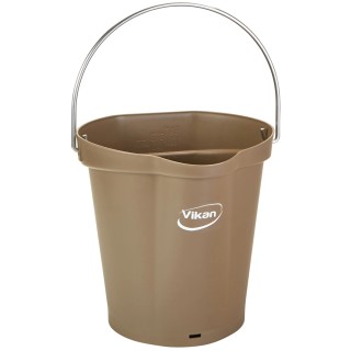 Vikan 6L Plastic Brown Round Bucket with Handle, Drip-Free Spout, Stainless Steel Hanger 568866