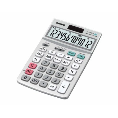 Casio Silver Battery Powered Desktop Calculator 12-Digits Big LCD Display Model JF-120ECO-W-EP