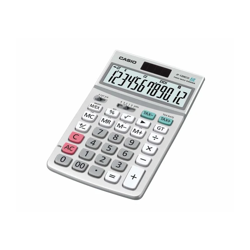 Casio Silver Battery Powered Desktop Calculator 12-Digits Big LCD Display Model JF-120ECO-W-EP