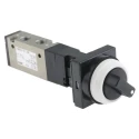 SMC Twist Selector Mechanical Valve 5/2 Pneumatic Control Rc 1/8 Port, 0.7 MPa, Black Button VZM500 