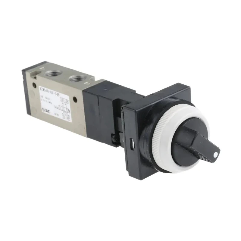 SMC Twist Selector Mechanical Valve 5/2 Pneumatic Control Rc 1/8 Port, 0.7 MPa, Black Button VZM500 