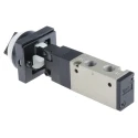 SMC Twist Selector Mechanical Valve 5/2 Pneumatic Control Rc 1/8 Port, 0.7 MPa, Black Button VZM500 